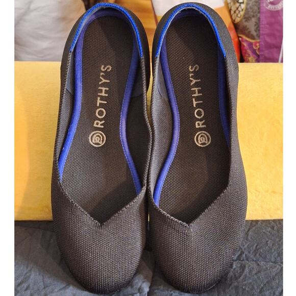 Rothy's Round Toe Flats Women's 9.5 Black Sustainable Recycled Preppy Comfy - Picture 8 of 9